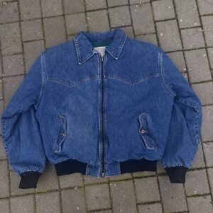 Vtg Schaefer Outfitter Denim Santa Fe Western Cut Fleece Lined Jacket  Mens XL